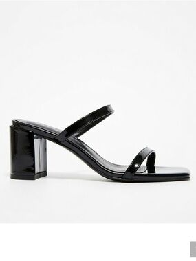 Jeffrey Campbell Black Patent Two-Strap Block Heel Mule